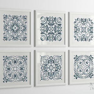 Mediterranean Bathroom Wall Art: Blue Tile Art Print (Digital Download)