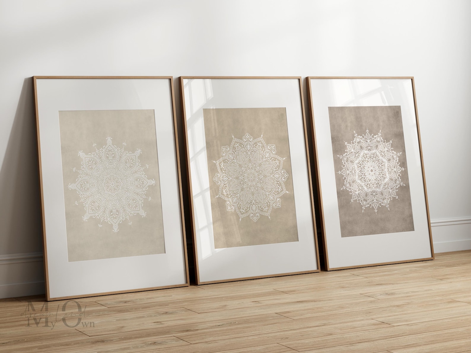 Beige Mandala Wall Art Set of 3 – Neutral Toned Mandala Prints ...