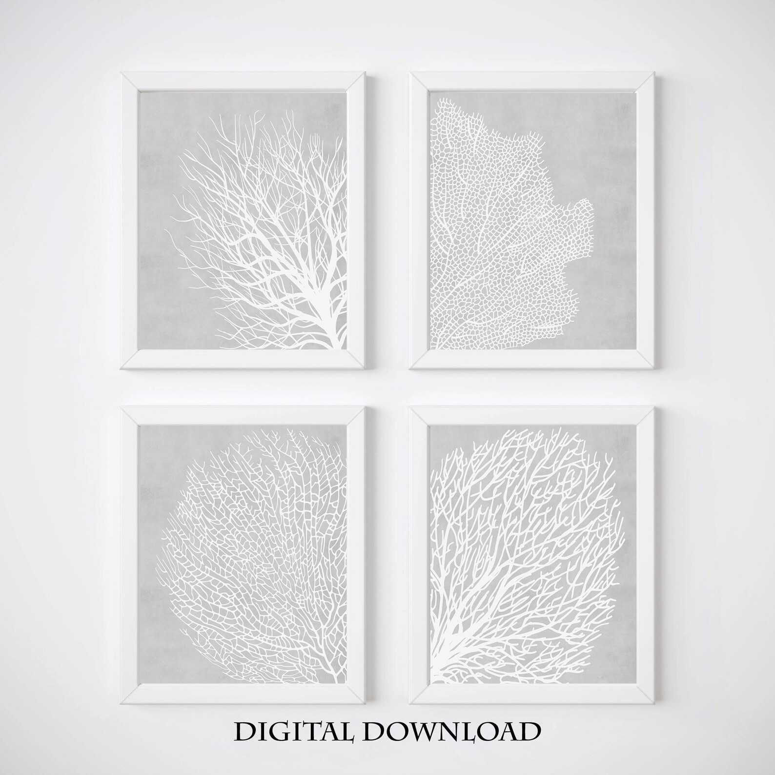 Sea Coral Wall Art Gray Printable Wall Art Beach Decoration Etsy