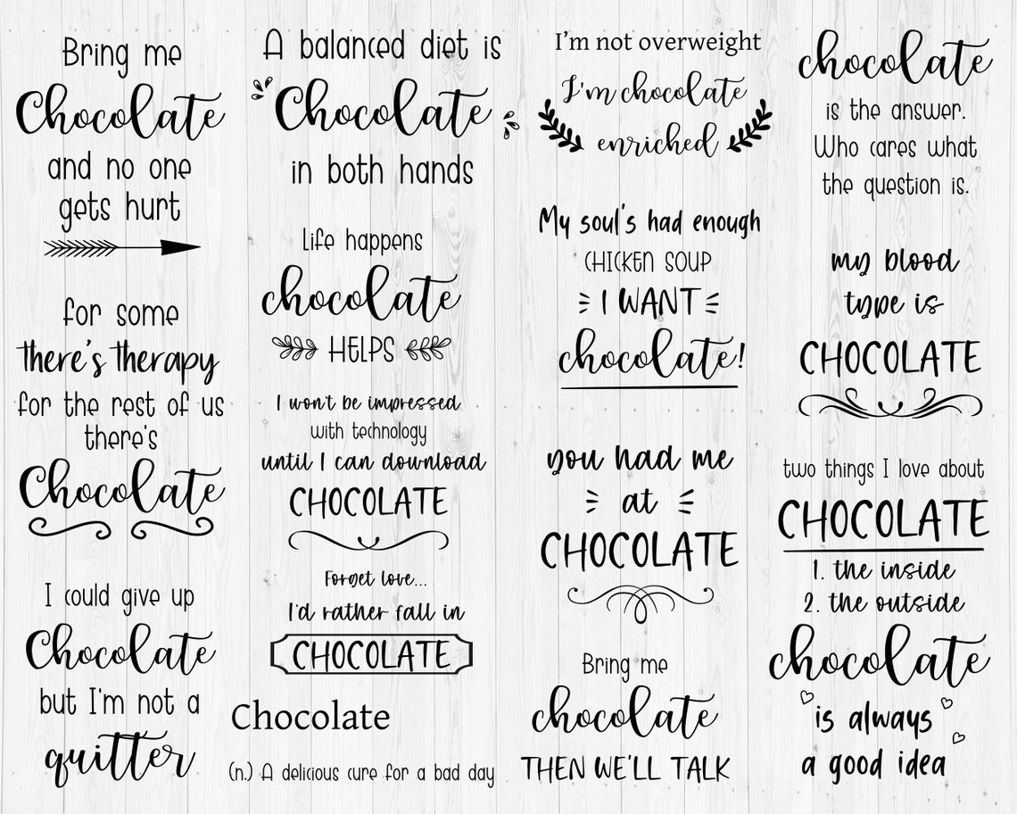 Chocolate Quotes SVG Bundle Chocolate Sayings Png Funny - Etsy