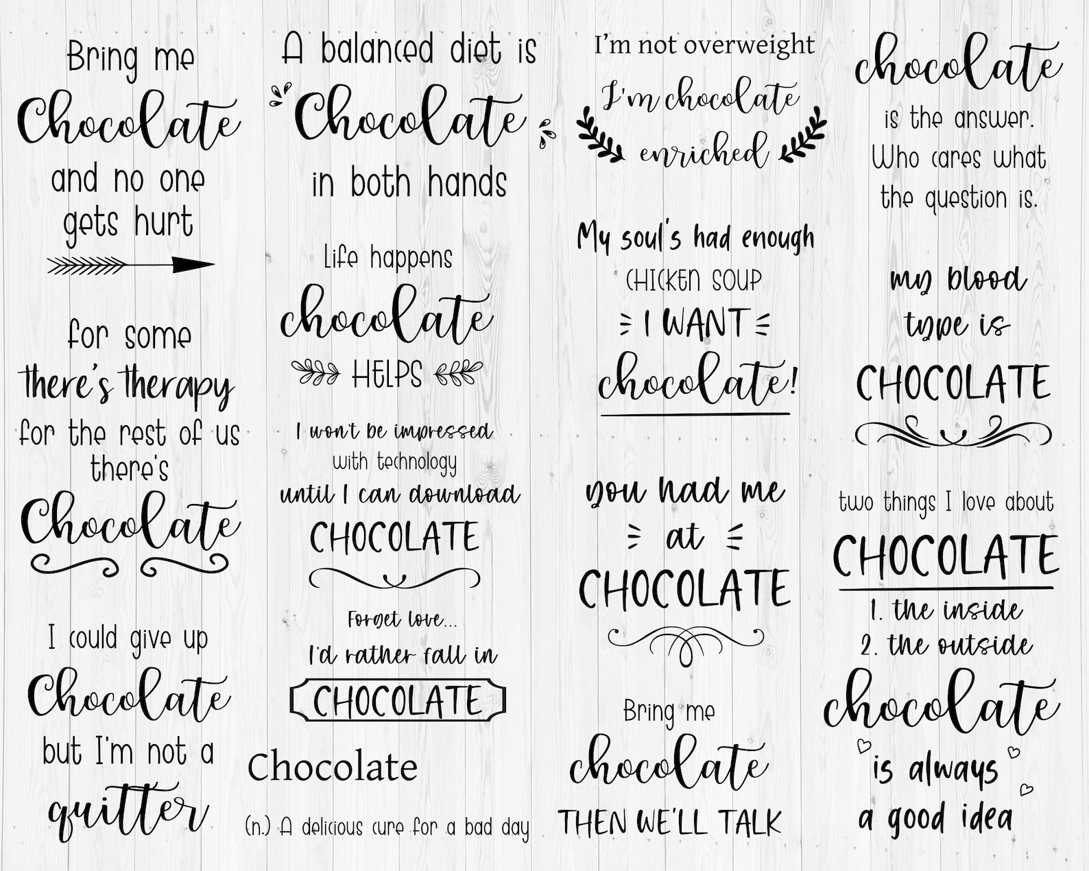 Chocolate Quotes SVG Bundle Chocolate Sayings Png Funny - Etsy