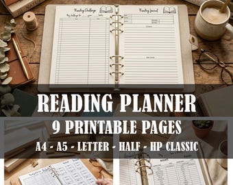 Reading Journal Printable: Book Planner, Reading Challenge, TBR List Download