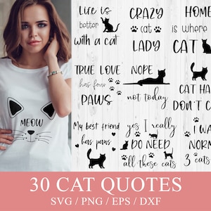 Chat maman Svg Png, cadeau propriétaire de chat, chemise pour amoureux des chats, citation Svg papa chat, lot de citations Svg chat
