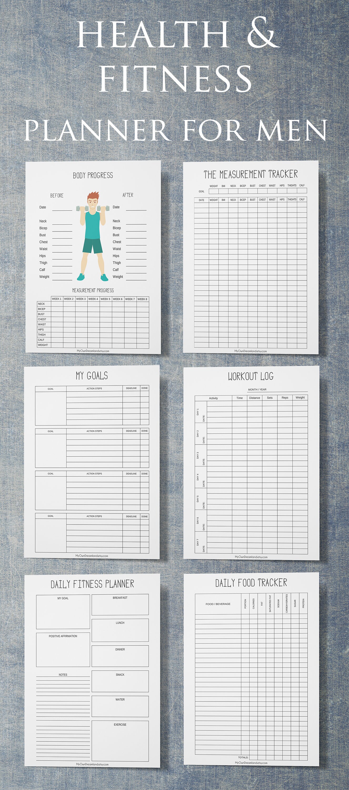 Men Workout Planner Printable Planner for Men Fitness - Etsy