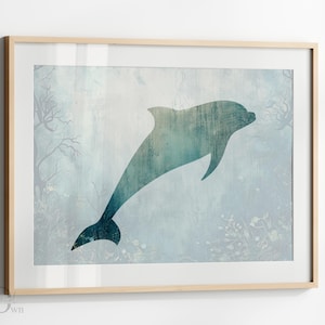 Dolphin Wall Art, Nursery Animal Print, Ocean Animal Wall Art, Watercolor Dolphin Digital, Under the Sea Nursery Decor