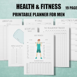 Men Fitness Planner, Men Workout Planner, Printable Planner for Men, Fitness Journal Printable, Fitness Tracker