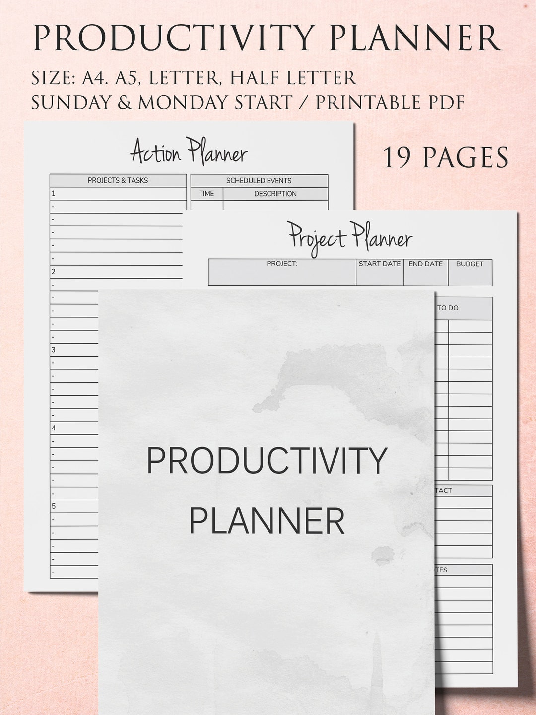 Productivity Planner Printable Project Journal Weekly - Etsy