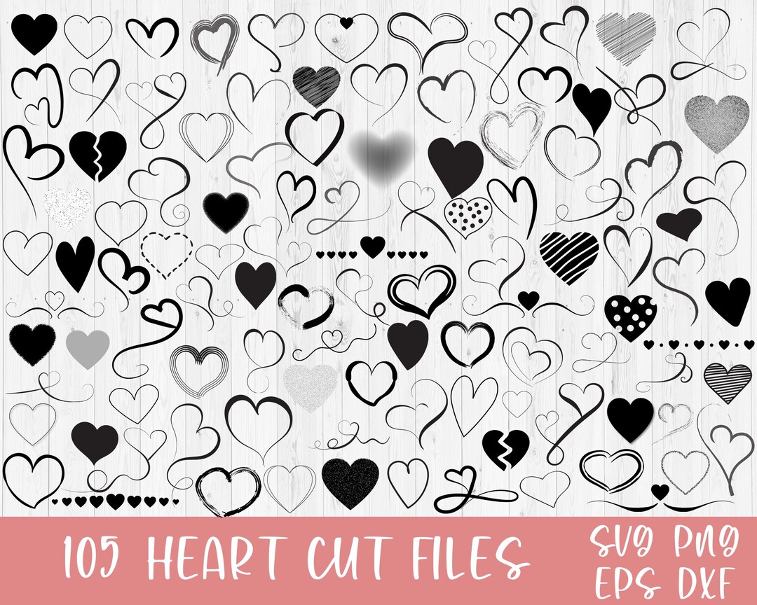 Hand Drawn Heart Svg Bundle: Valentine's Day Design, Love Clipart ...