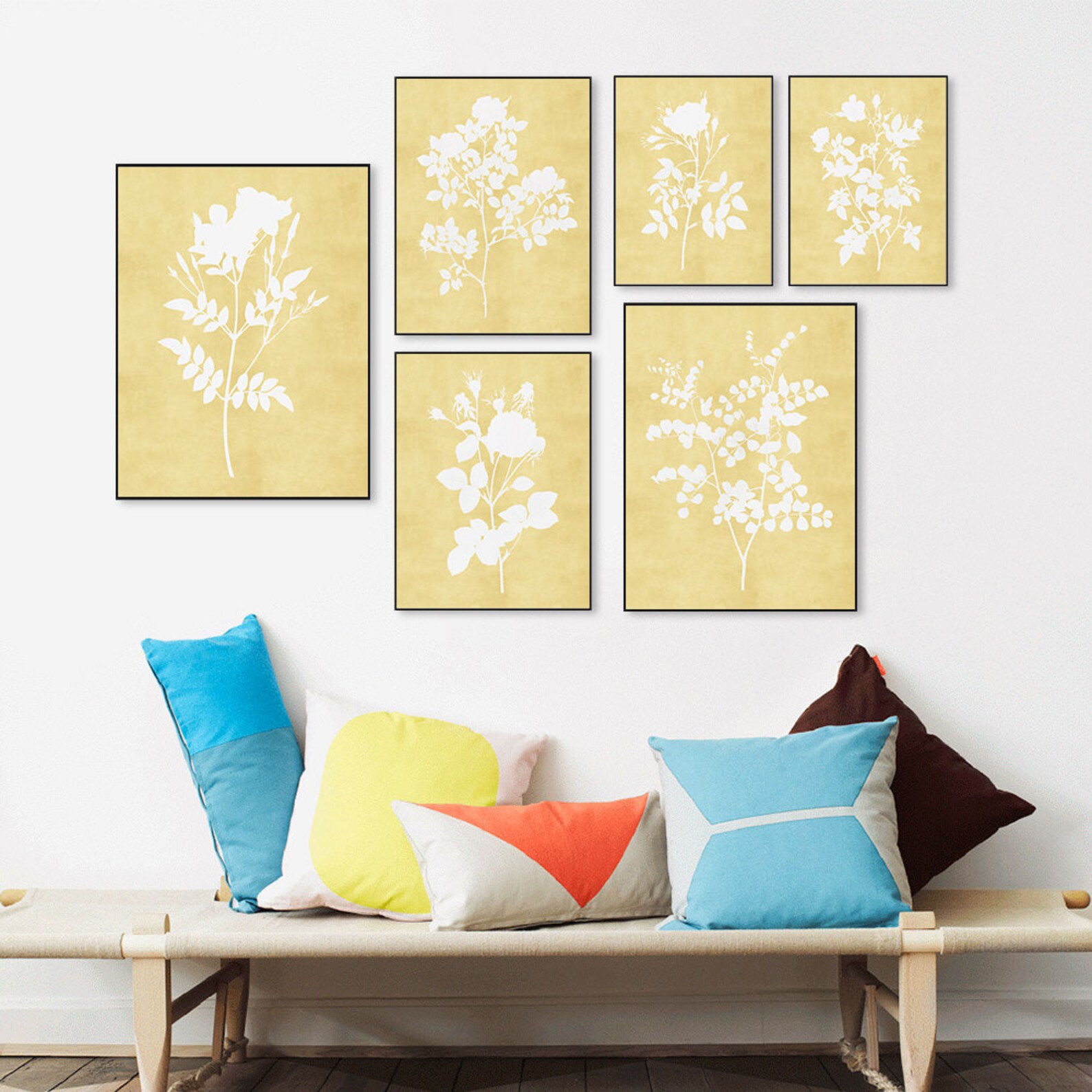 Yellow Flowers Wall Art Set of 6 Botanical Prints Yellow Etsy
