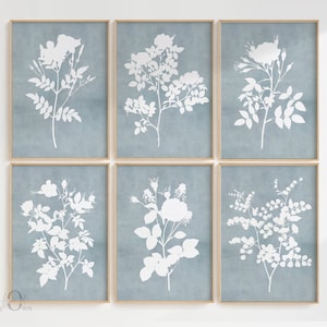 Light Blue Flower Print: Modern Farmhouse Botanical Wall Art (Digital Download)
