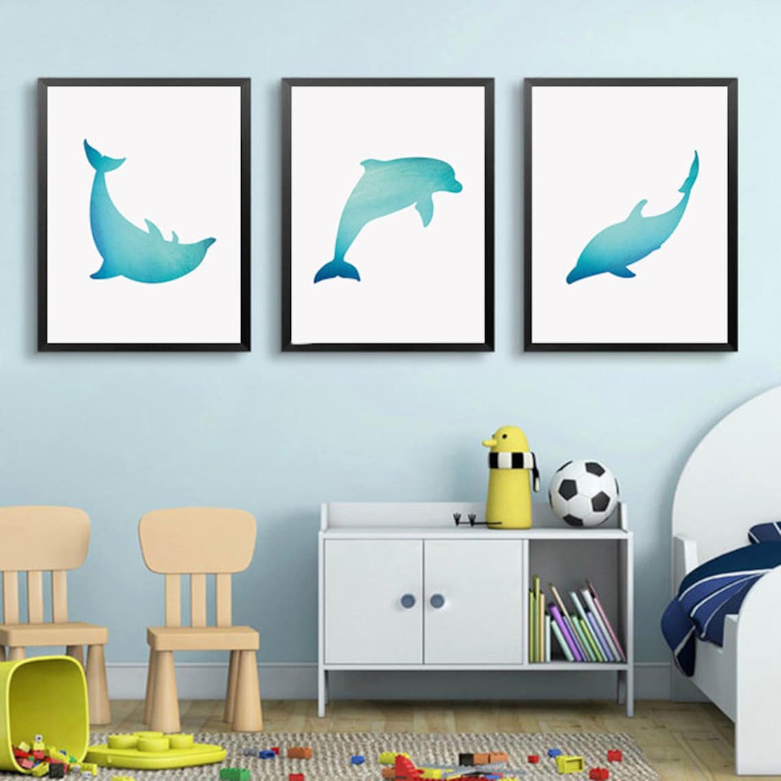 Dolphin Wall Art Print Set of 3 Sea Animal Wall Decor for Etsy