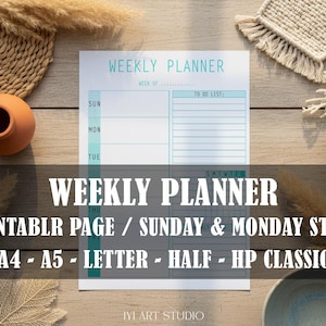 Weekly Planner Printable: Weekly Goals, To Do List (A4/A5/Letter Sizes)