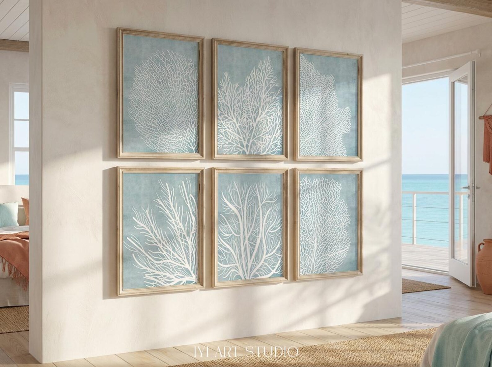 Light Blue Coastal Wall Art Printable: Sea Coral Prints for Beach House ...