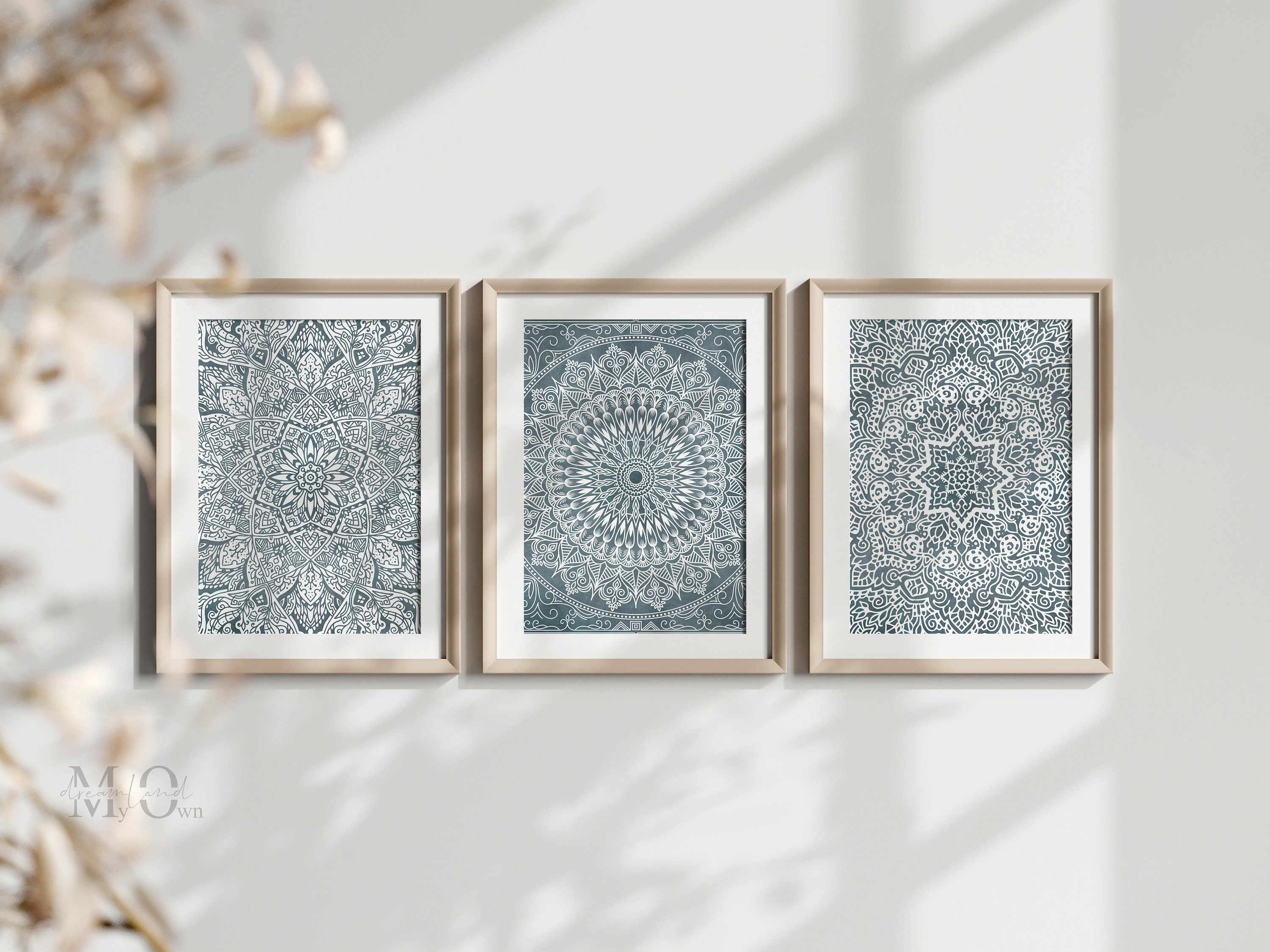 Mandala Wall Art Blue, Bohemian Art Poster, Mandala Art Print Large, Boho Mandala Artwork, Mandala Hang on Wall Printable