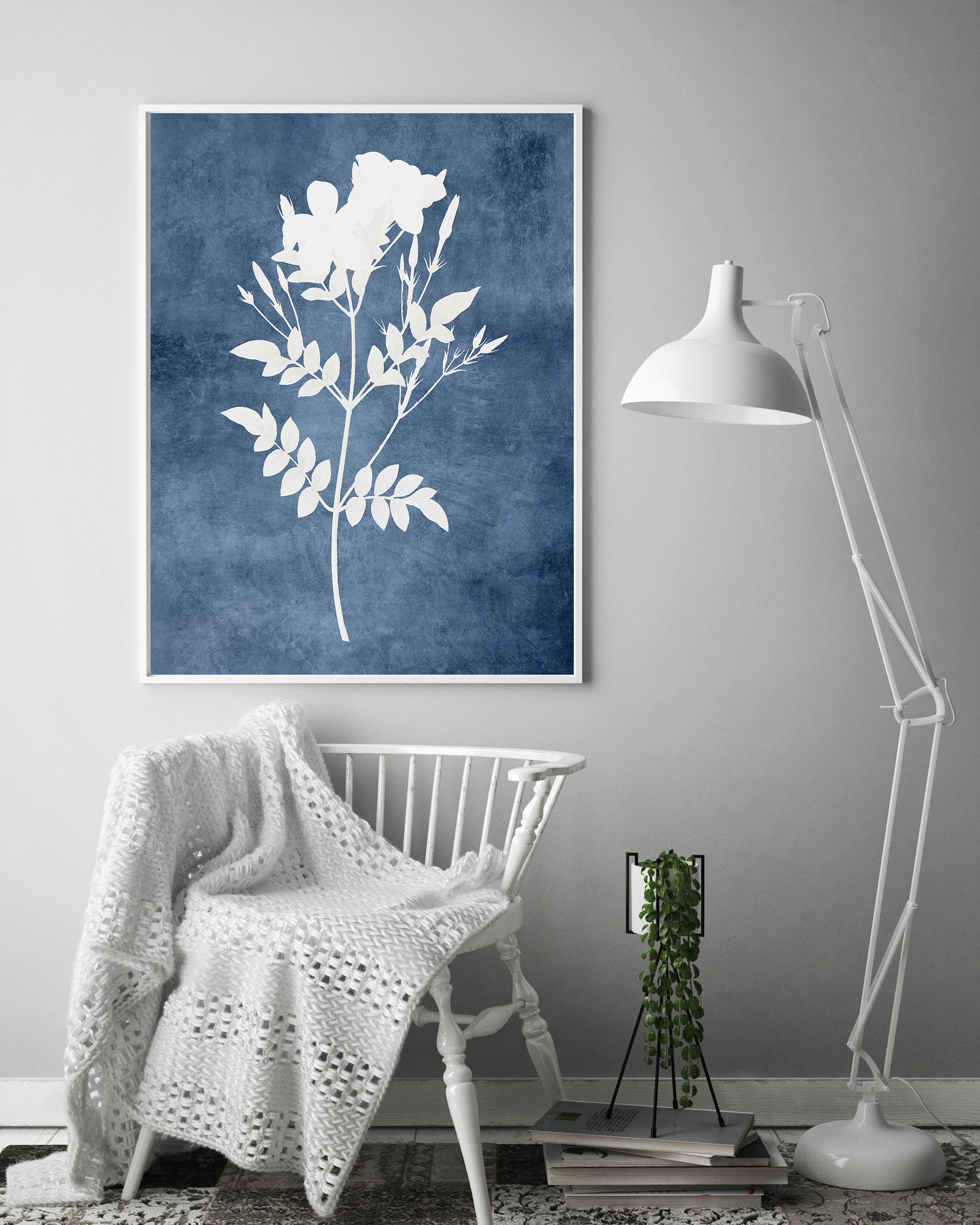 Navy Blue Wall Art Living Room Wall Decor Printable Set of | Etsy