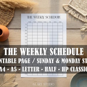 Printable Hourly Weekly Planner: Minimalist Schedule, Weekly Organizer (A4/A5/Letter/Half)