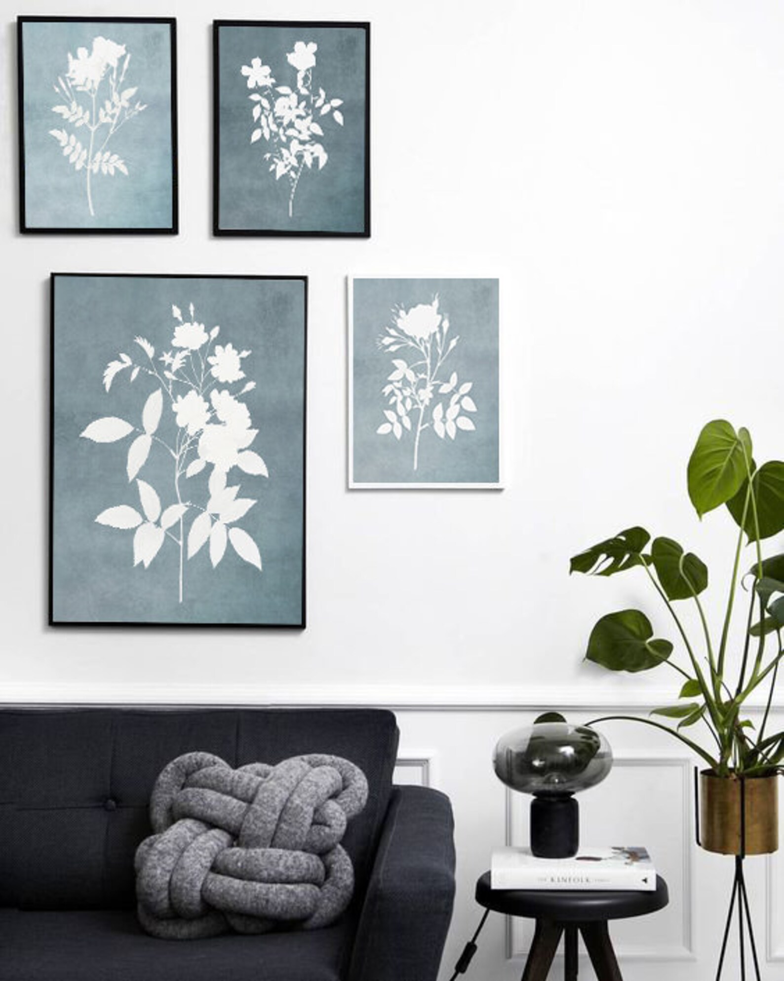 Blue Flower Prints Set of 4 Wall Art Botanical Printable Etsy
