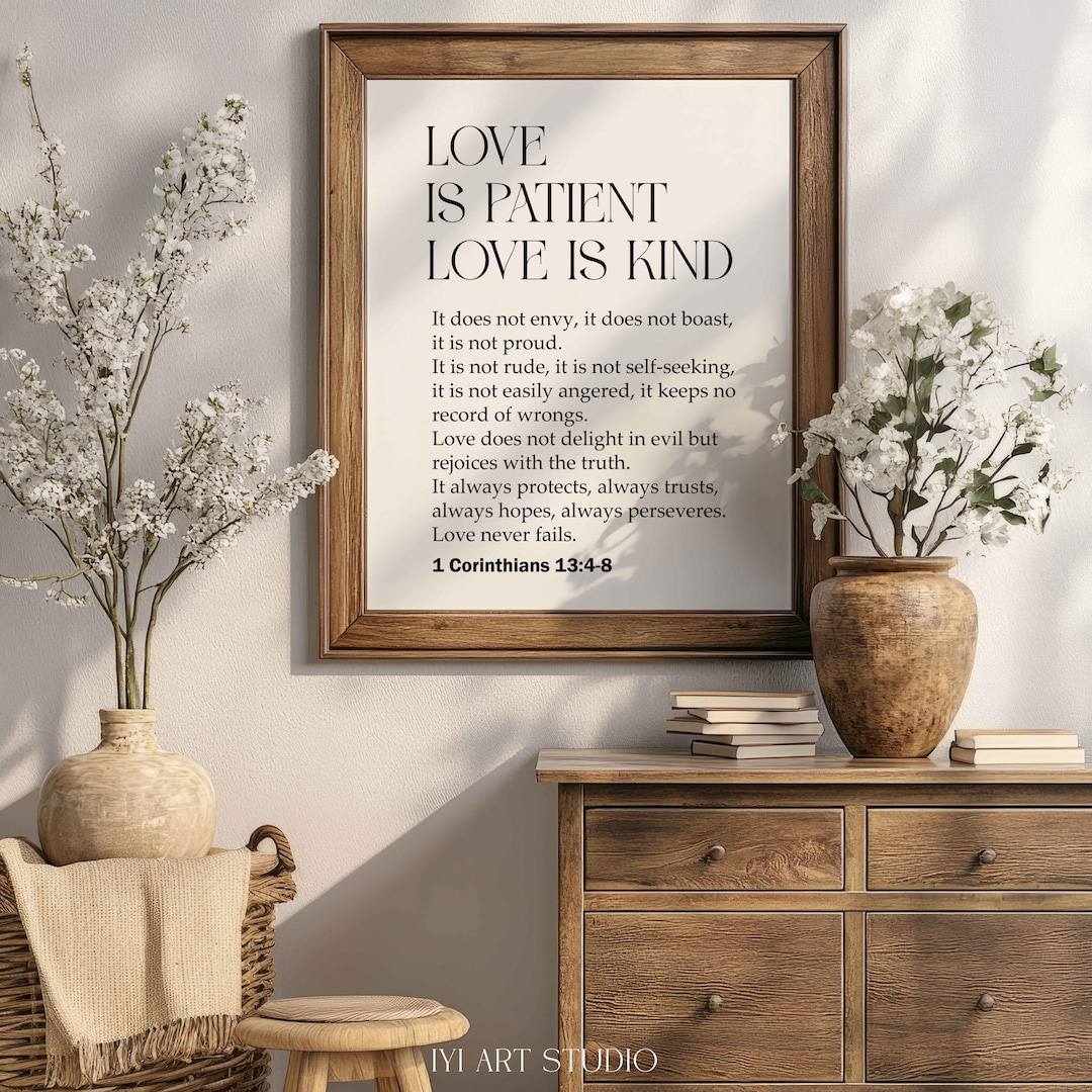 Love is Patient Poster Printable, Bible Verse Wall Art, 1 Corinthians ...
