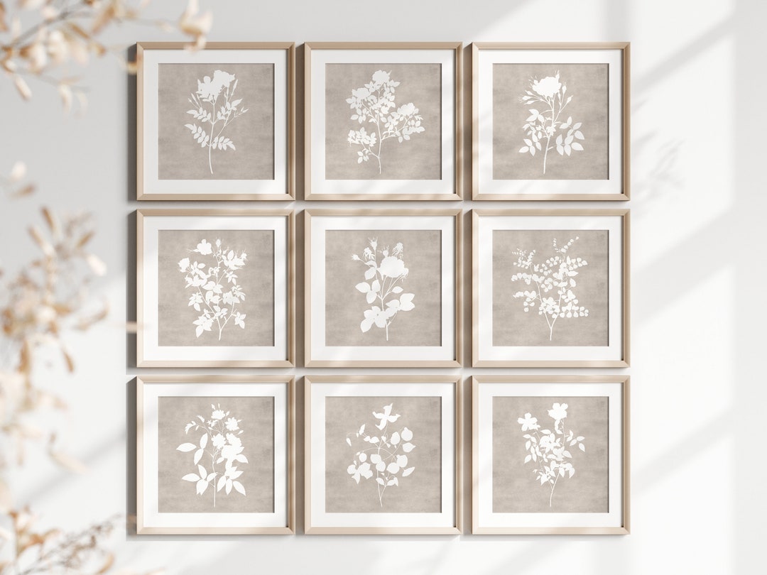 Square Printable Wall Art Set of 9 Rustic Farmhouse Floral - Etsy