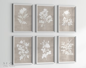 Neutral Floral Print Set: Farmhouse Botanical Art (Digital Download)