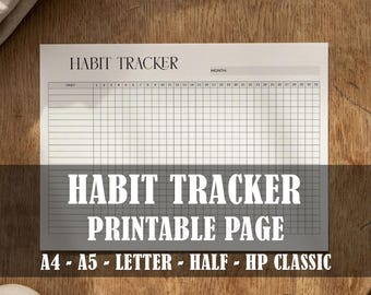 Planificador de hábitos mensual minimalista imprimible: Reto de 30 días