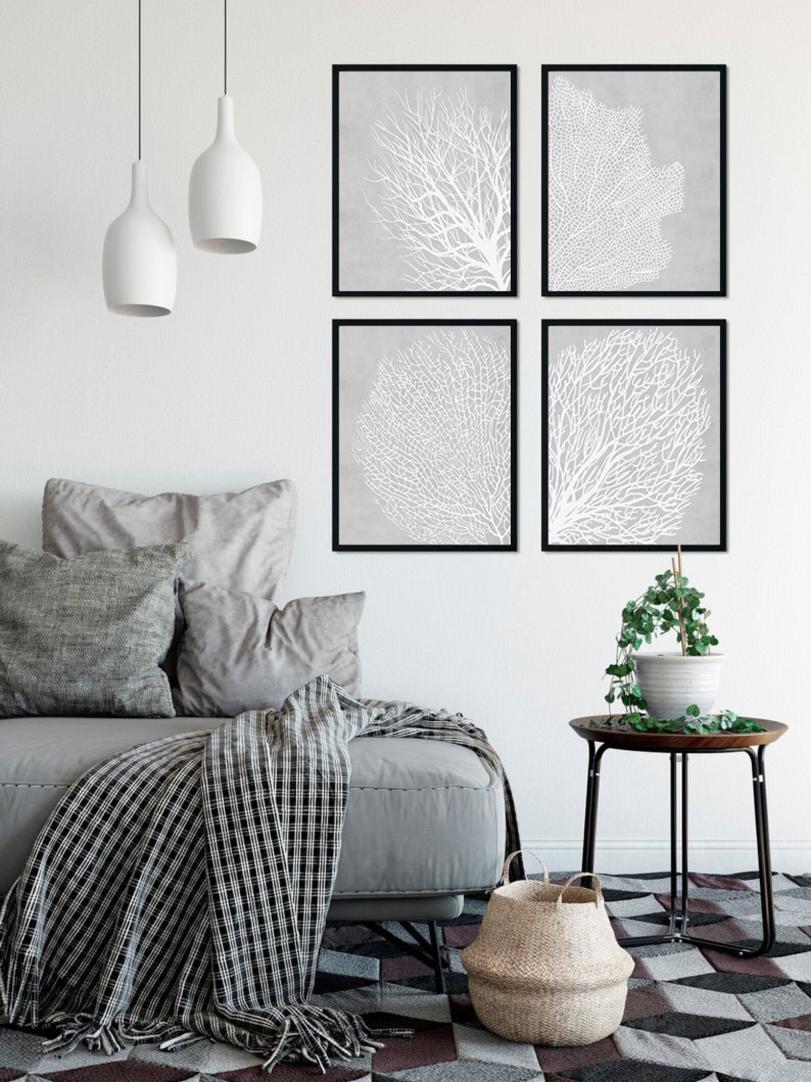 Sea Coral Wall Art Gray Printable Wall Art Beach Decoration Etsy