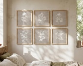 Square Wall Art Set of 6: Neutral Home Decor, Farmhouse Art Print