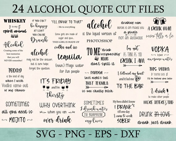 Drink Quotes Svg Bundle Funny Alcohol Svg Wine Glass Png - Etsy Canada