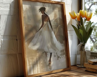 Black Woman Abstract Figurative Art Print: Dancing Woman Poster, Watercolor Female Artwork