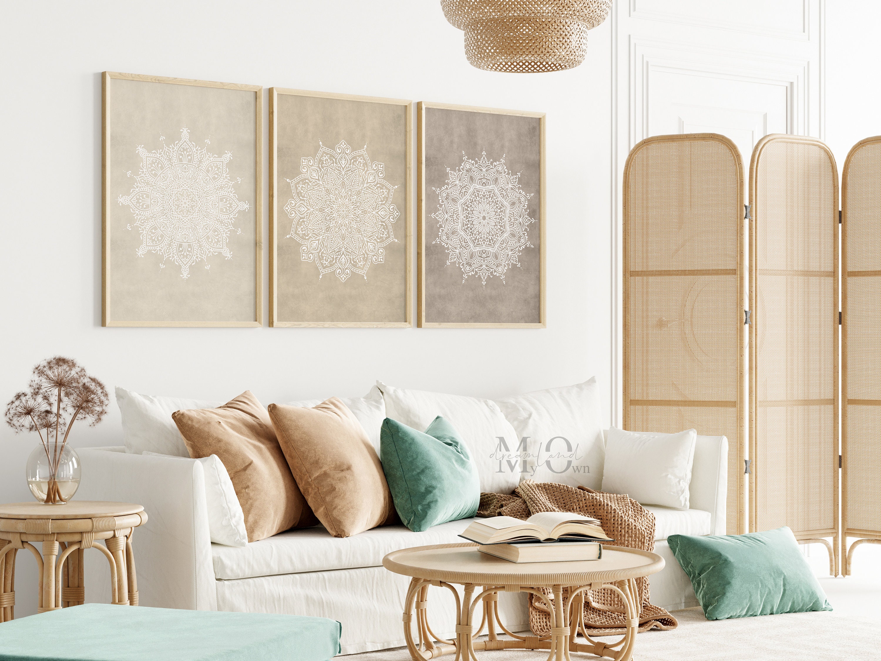 Beige Mandala Wall Art Set of 3 – Neutral Toned Mandala Prints ...