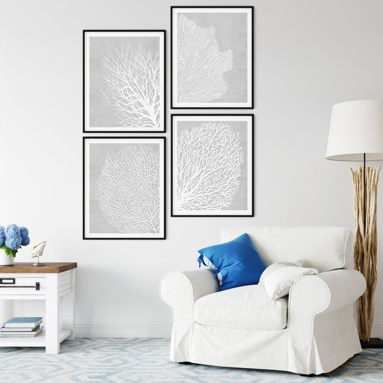 Sea Coral Wall Art Gray Printable Wall Art Beach Decoration - Etsy