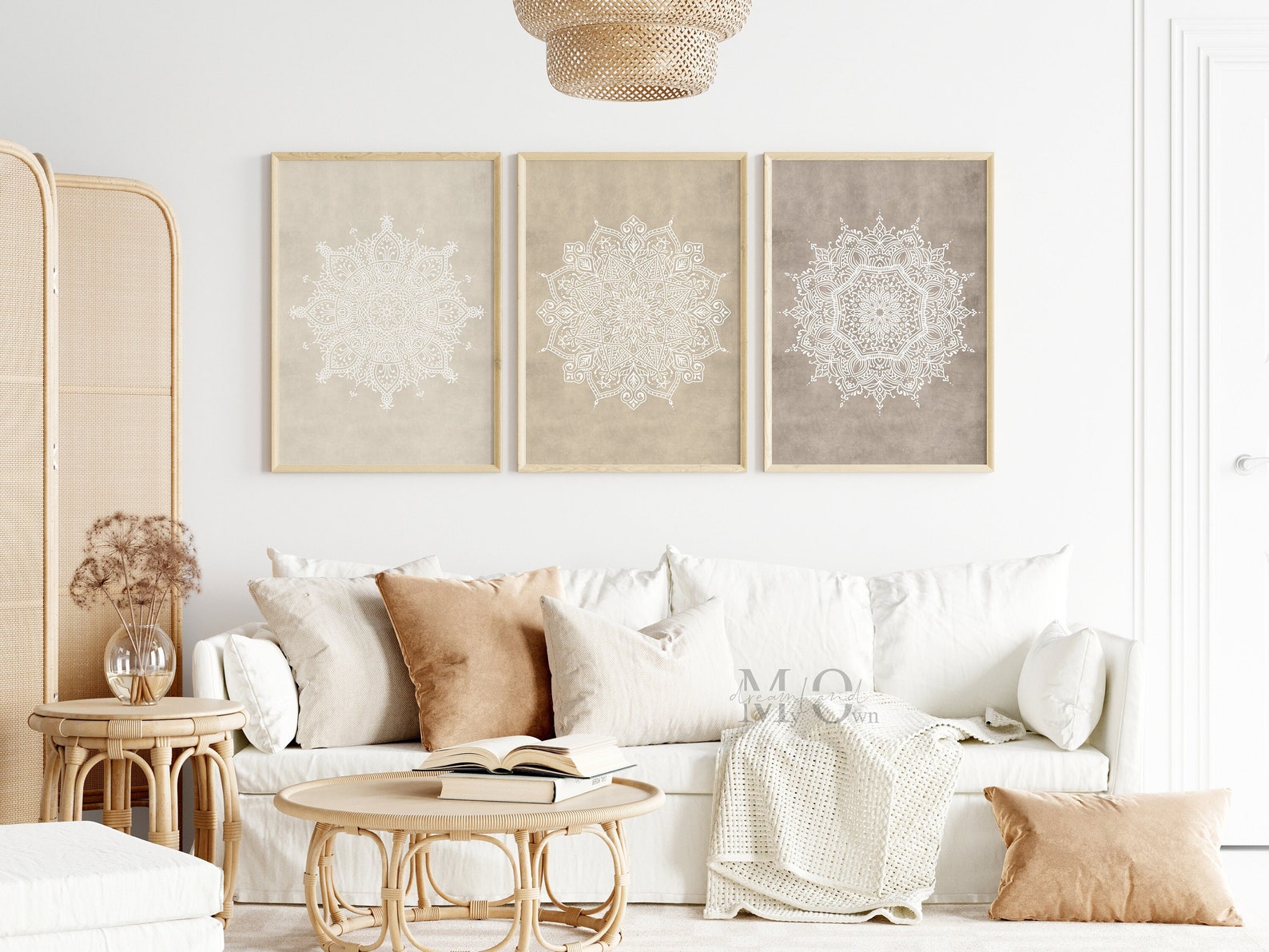 Beige Mandala Wall Art Set of 3 – Neutral Toned Mandala Prints ...
