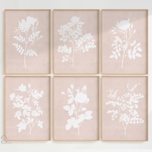 Pink Floral Print Set of 6: Watercolor Botanical Artwork (Digital Download)