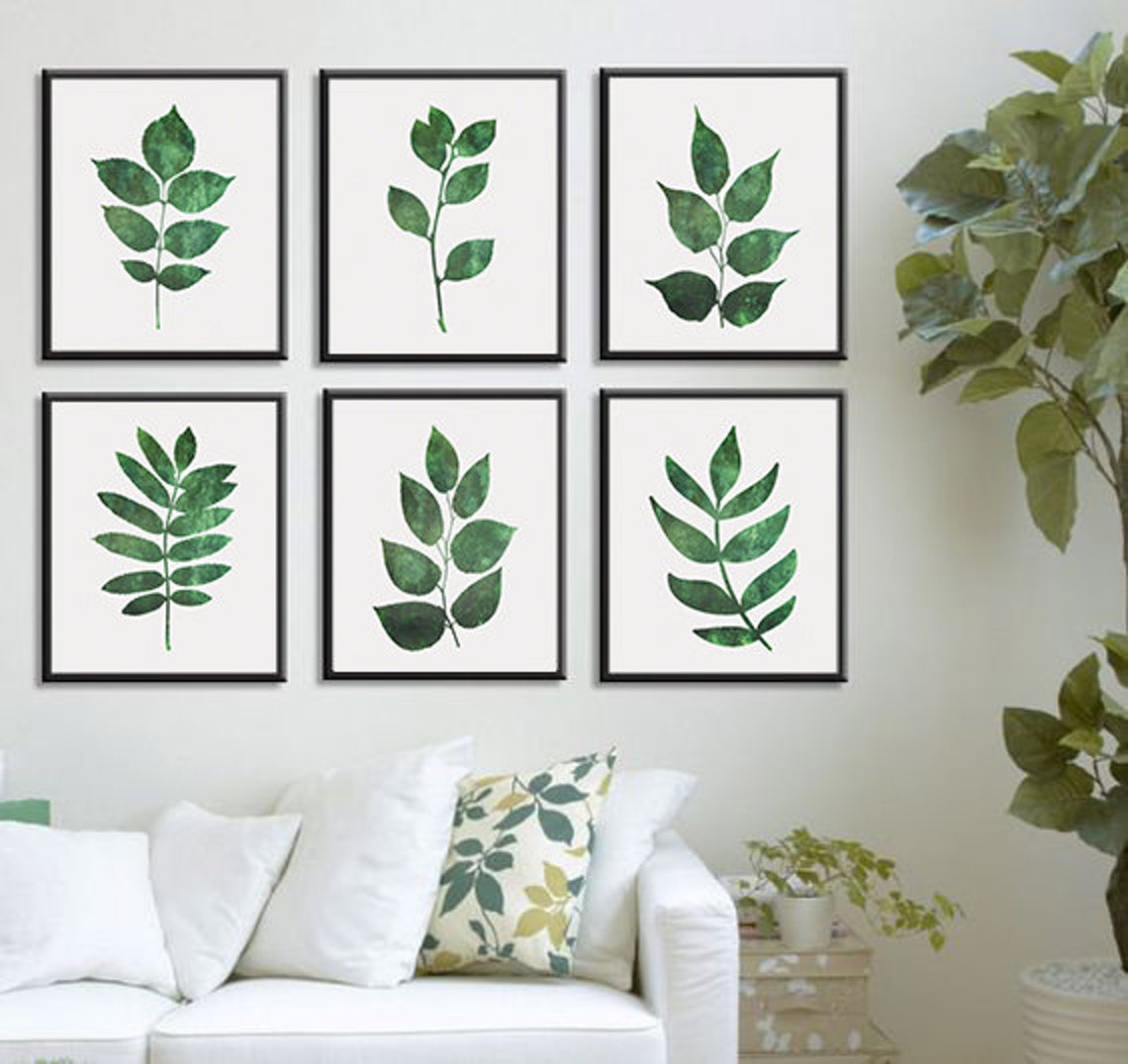 Kitchen Wall Art Prints Set of 6 Printables Leaf Wall Art | Etsy