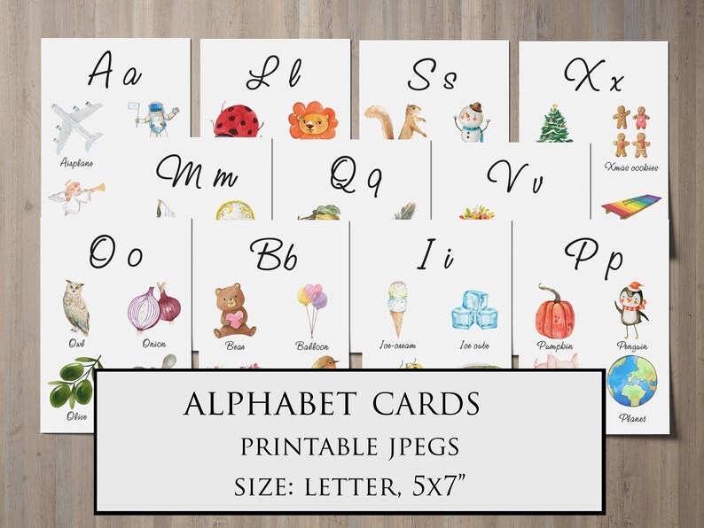alphabet cards printable classroom wall decor nursery etsy