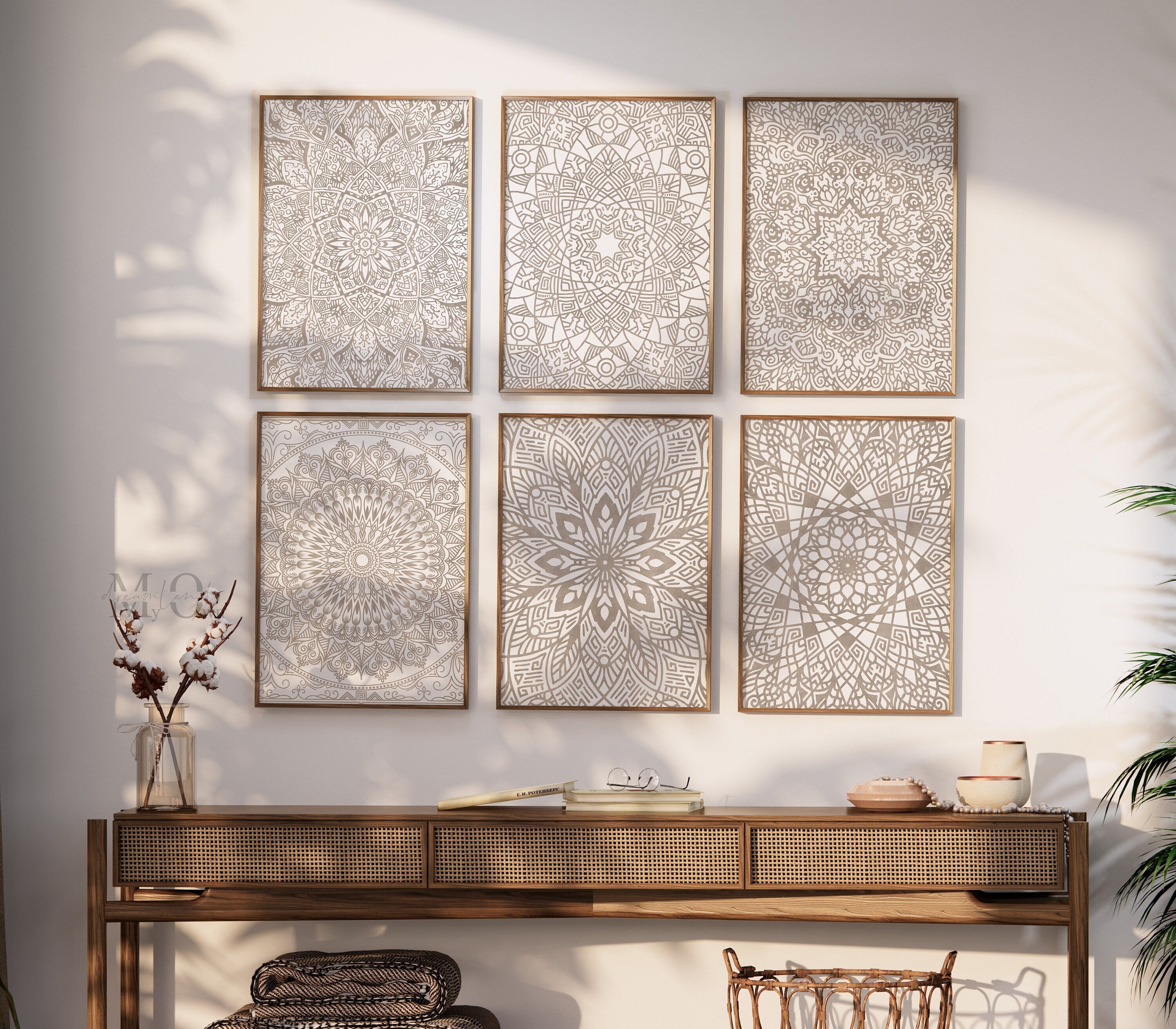 Mandala Wall Art Printable, Boho Spiritual Poster Set of 6, Meditation ...