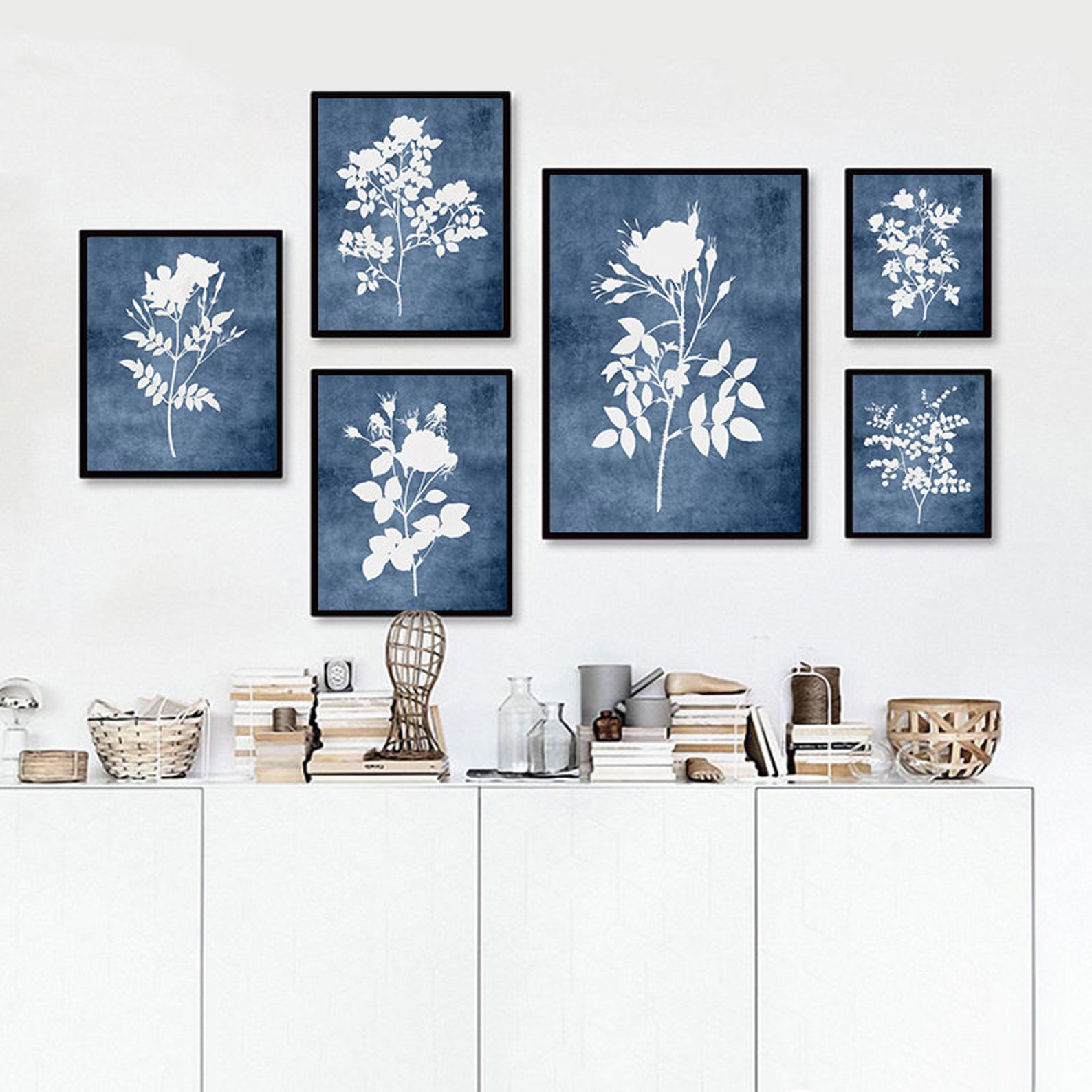 Navy Blue Wall Art Living Room Wall Decor Printable Set of | Etsy