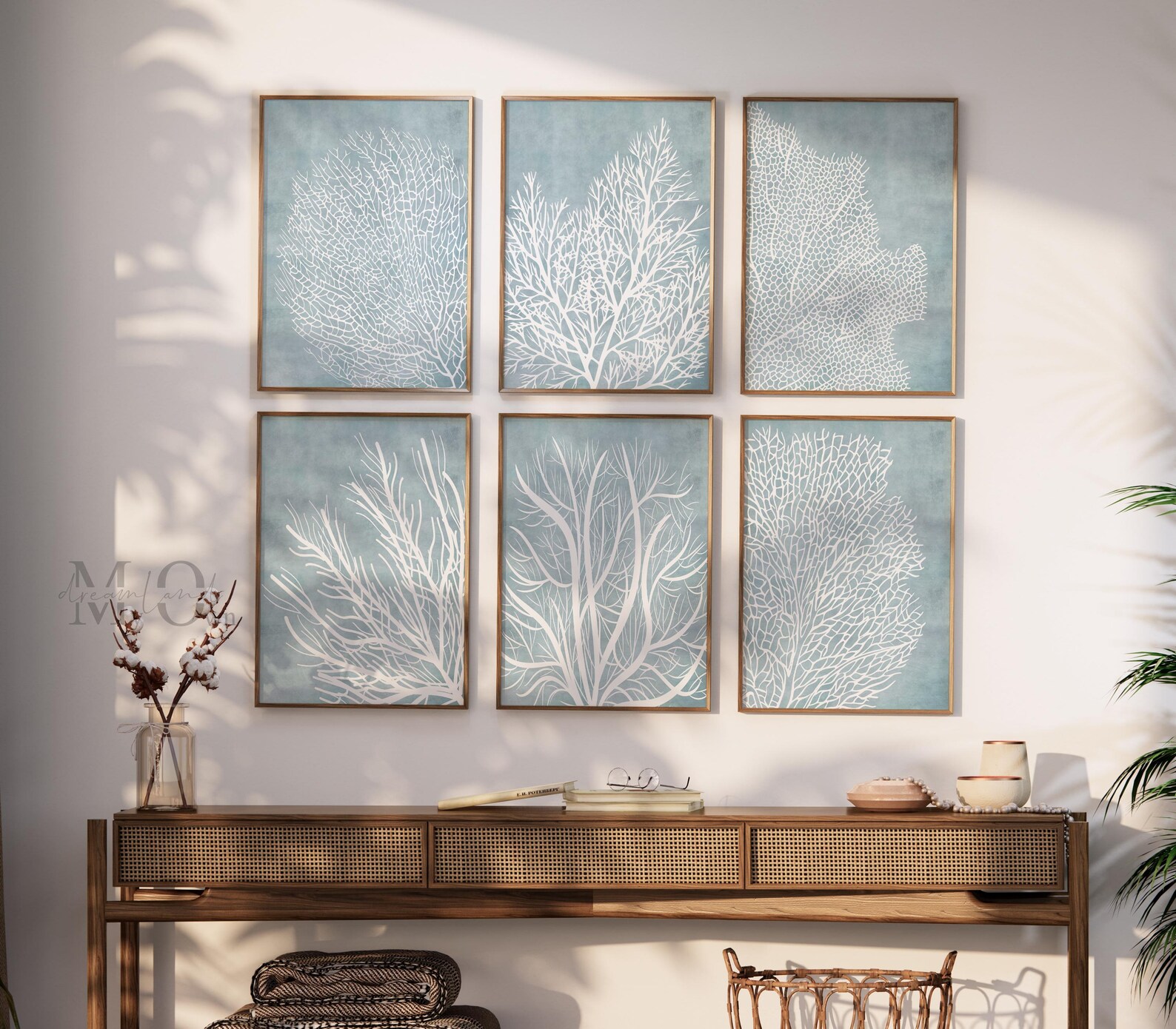 Light Blue Coastal Wall Art Printable: Sea Coral Prints, Beach House ...