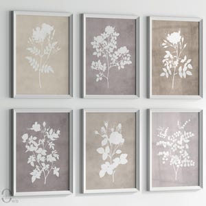 Farmhouse Art Print Download, Living Room Wall Art, Neutral Beige Floral Art Print, Rustic Modern Wall Decor