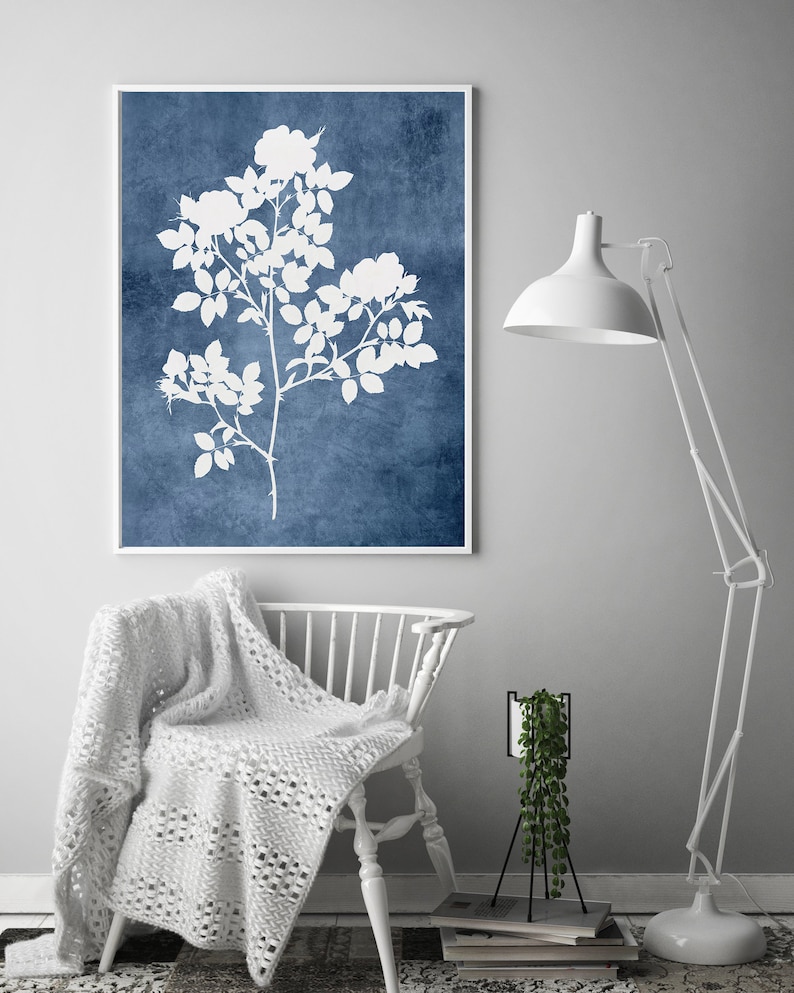 Navy Blue Wall Art Living Room Wall Decor Printable Set of Etsy