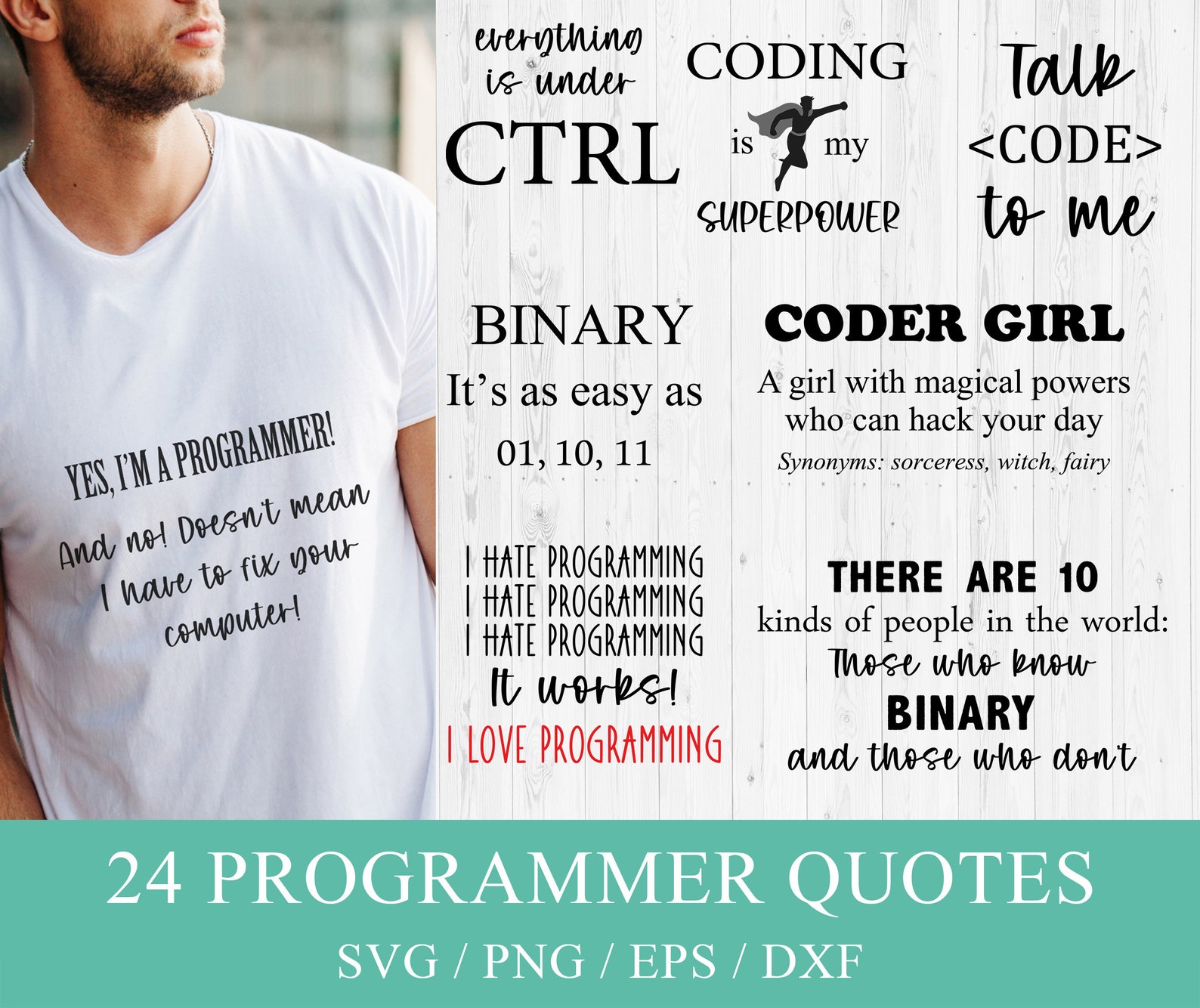 Programmer Funny Quotes SVG Bundle: Software Developers Shirt Designs ...