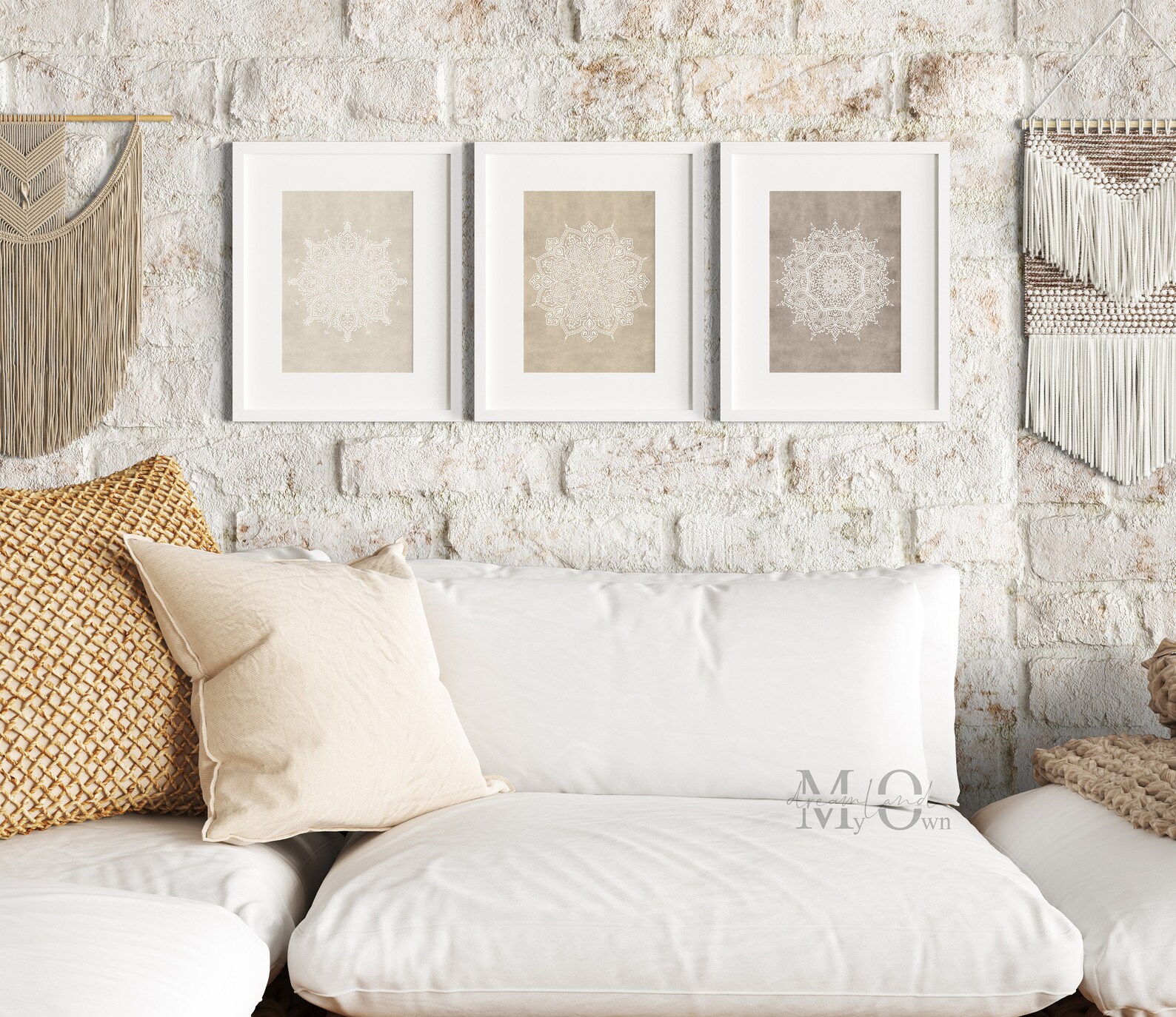Beige Mandala Wall Art Set of 3 – Neutral Toned Mandala Prints ...