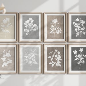 8er Set Blumendrucke, botanische Kunst im Landhausstil, 8er-Set, botanische Kunst