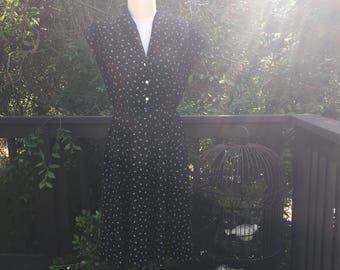 1980's A-line Printed Dress