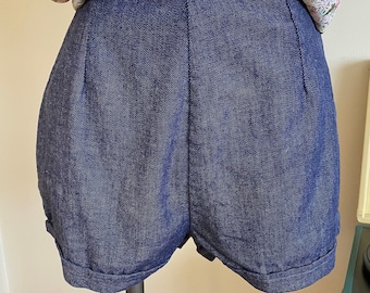 1960s high rise denim shorts
