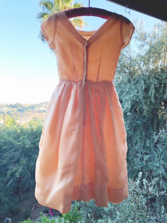 1950's A-line Party Dress, Peach/Pink - image 2