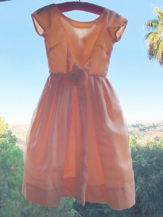 1950's A-line Party Dress, Peach/Pink - image 1