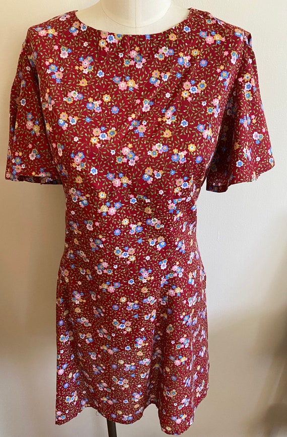 1970s flutter sleeve mini dress
