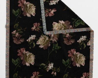 Vintage Floral Stripe Woven Blanket