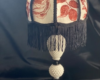 Handmade Victorian Style Lampshade on Antique Refurbished Hobnail Base